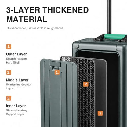 24Inch All Aluminum Checked Luggage with Laptop Compartment, Gray - color: grey, size: Medium