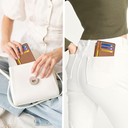 Tipmile Womens Credit Card Holder Wallet, Small Slim RFID Blocking Sleeve - color: Brown