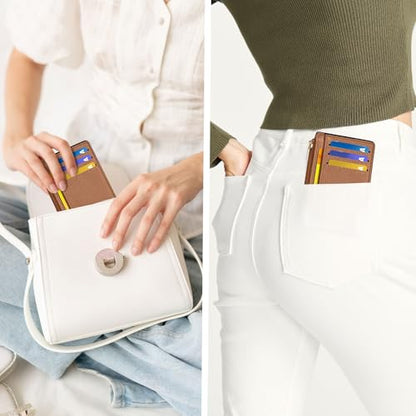 Tipmile Womens Credit Card Holder Wallet, Small Slim RFID Blocking Sleeve - color: Brown