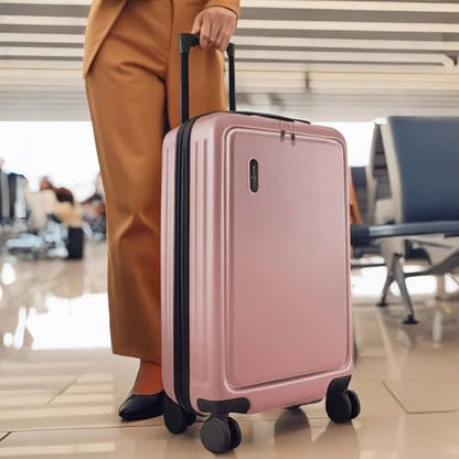 TRAVELARIM 24 Inch Checked Luggage with Spinner Wheels, Medium Suitcase | Expandable, Durable Hard-Shell, Scratch-Resistant, 360° Spinner Wheels, TSA Lock, Travel-Friendly, Pink - color: Pink, size: Medium 24-Inch Checked