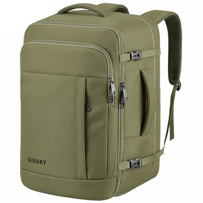 Carry On Backpack, Extra Large 50L Expandable Travel Backpack for Men Women - color: Army Green, size: 2X-Large(20"x14"x10")