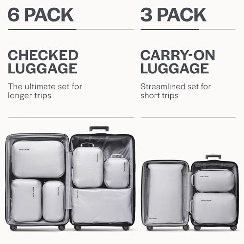 Aerotrunk Ultralight Compression Packing Cubes for Travel, 3-Pack, Grey - color: Grey, size: 3-Pack