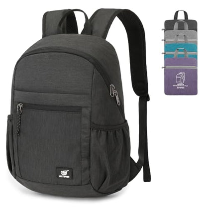 SKYSPER Anti Theft Hiking Backpack, 18L RFID Packable Travel Daypack, Lightweight Foldable Back Pack for Walking Daytrip - color: Black, size: Small