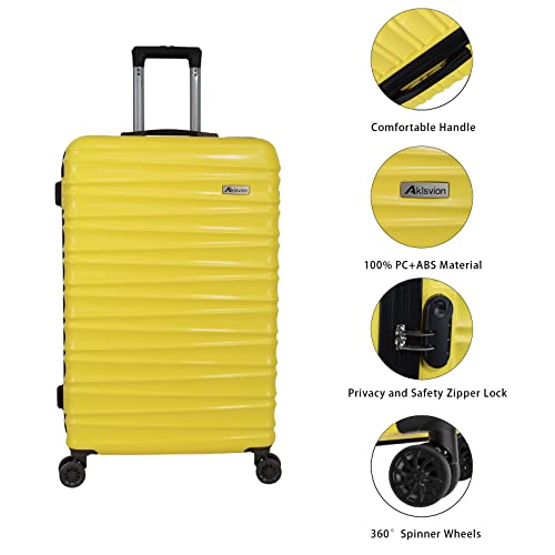 Luggage Sets 3 Piece(20/24/28)-Suitcase Set- Luggage with Wheels-PC + ABS Durable Lightweight Rotating hardshell suitcase 5PCS(Yellow) - color: 5pcs yellow, size: 20/24/28