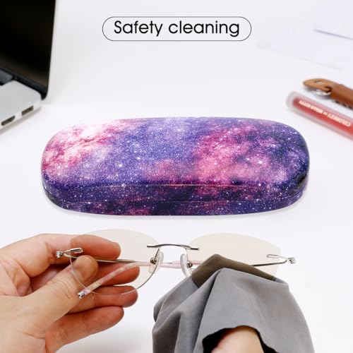 PERFECTSIGHT Hard Shell Eyeglasses Case, Kawaii Protective Glasses Case for Kids, Cute Eyeglass Case for Women Men Girls - color: Purple Star Cloud