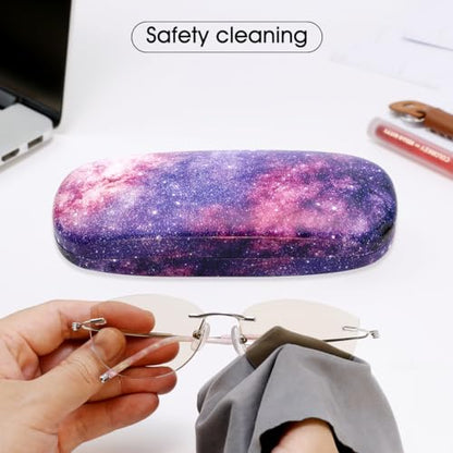 PERFECTSIGHT Hard Shell Eyeglasses Case, Kawaii Protective Glasses Case for Kids, Cute Eyeglass Case for Women Men Girls - color: Purple Star Cloud