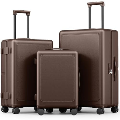 Joyway 3-Piece Hardshell Luggage Set, Spinner Wheels, 20 24 28 Inch, Coffee | ABS+PC Hardshell, Built-in TSA Lock, 360 Spinner Wheels, Lightweight Pressure-resistant Suitcases For All Travel Trips - color: Coffee, size: 3-Piece Set (20/24/28)