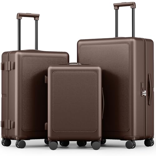 Joyway 3-Piece Hardshell Luggage Set, Spinner Wheels, 20 24 28 Inch, Coffee - color: Coffee, size: 3-Piece Set (20/24/28)