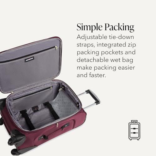 SwissGear Sion Softside Expandable Spinner Luggage Durable Lightweight Travel Suitcase, Merlot, 2-Piece Set (Carry-On/Large) - color: Merlot, size: 2-Piece Set (Carry-On/Large)