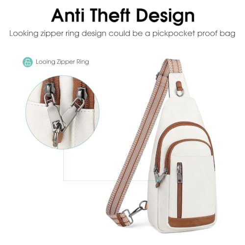 HomemeDiary Anti Theft Crossbody Bags for Women, RFID Sling Backpack Purse - color: White & Brown