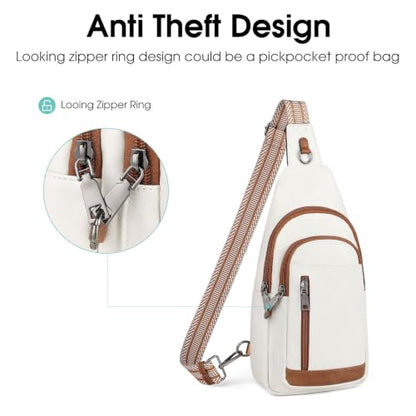 HomemeDiary Anti Theft Crossbody Bags for Women, RFID Sling Backpack Purse - color: White & Brown