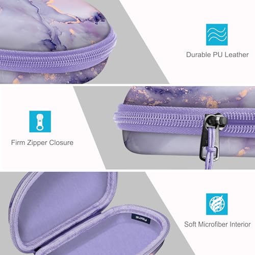 FINTIE Sunglasses Case with Carabiner, Hard Shell Shockproof Sport Glasses - color: Lilac Marble