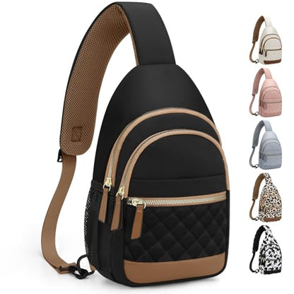 Capolo Crossbody Bags for Women Waterproof Sling Shoulder Bag Fanny Pack - color: Black, size: Large