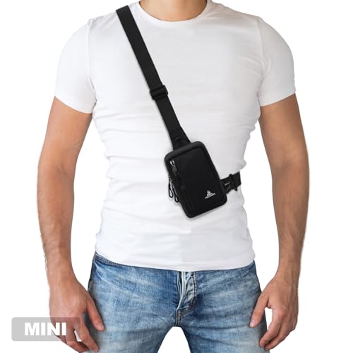 Peicees Mini Sling Bag for Men Small Crossbody Shoulder Bag, Mini Black - color: Black, size: Mini