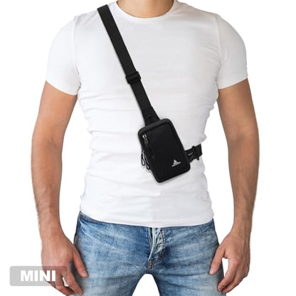 Peicees Mini Sling Bag for Men Small Crossbody Shoulder Bag, Mini Black - color: Black, size: Mini