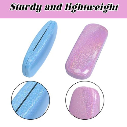 Eyeglass Case Hard Shell,Hard Sunglass Cases with Cleaning Cloth for Women,Glitter Protective Case - color: Style 1