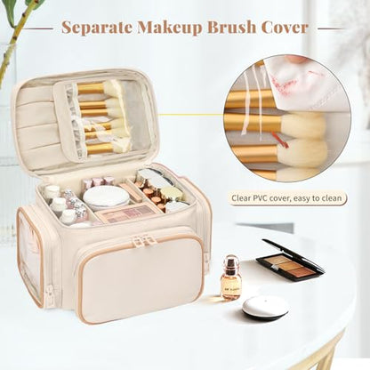 Bagmoly Large Makeup Bag, Travel Makeup Cosmetic Bag for Girls, White - color: 02-White, size: Medium