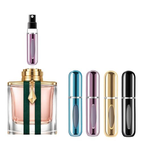 4 Pcs Refillable Perfume Atomizer, Travel Perfume Bottle Refillable and Leak-Proof, Portable Empty Cologne Atomizer, Mini Refillable Perfume Bottle for Pocket, Easy to Refill Decant Sprayer (5 ml) - size: 5 ml
