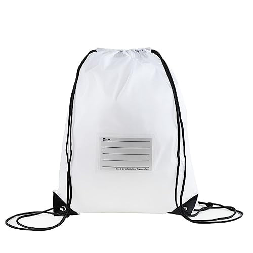 CODOBON 20 Pcs Drawstring Bags,Bulk Draw String Backpack, Cinch Bag Sackpack for Travel Gym Sport, White - color: White