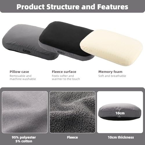 BISINNA Camping Memory Foam Pillow Backpacking Pillow with Removable Cover - color: Gray