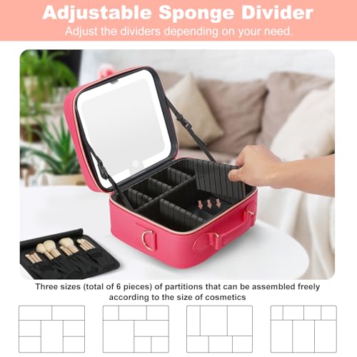 Mocado Travel Makeup Bag with Mirror Makeup Case with 10x Magnifying Mirror - color: Red