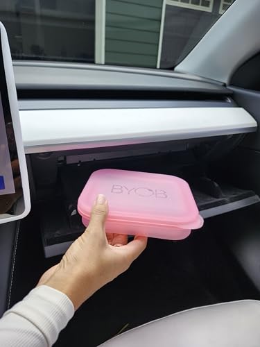 BYOB Collapsible Silicone Food Containers with Attached Lids – Reusable To-Go & Leftover Containers, Platinum Silicone, Leak-Resistant – 4 Pack (White/Pink) - color: White/Pink 4-Pack