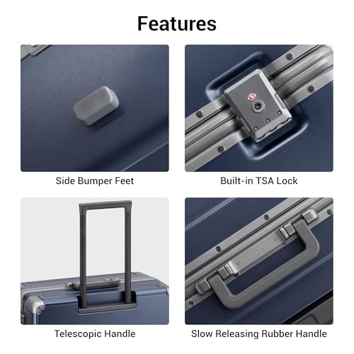 LEVEL8 Zipperless Large Suitcases Hardshell Checked Luggage 28 Inch, Blue - color: Blue, size: Checked 28 Inch