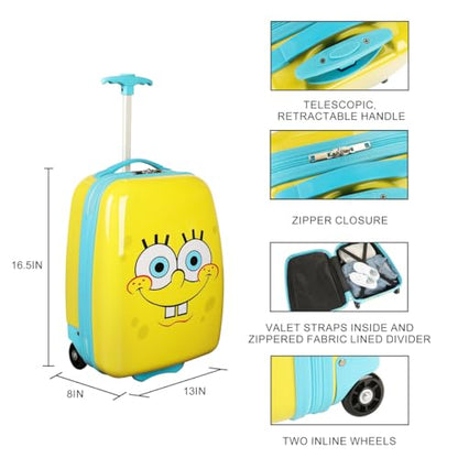 Bioworld Spongebob Squarepants Face 16.5" Youth 2-Wheel Luggage - color: Spongebob Face Yellow