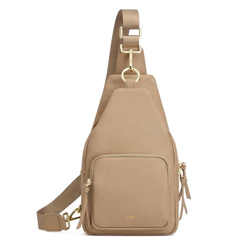Kattee Small Leather Sling Bag for Women with RFID Blocking,Tan - color: Tan