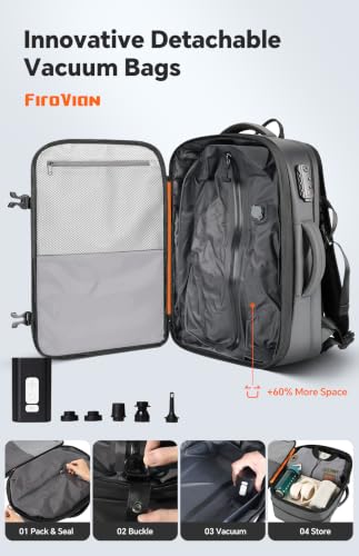 70L Travel Backpack With Vacuum Compression System,Grey - color: Grey
