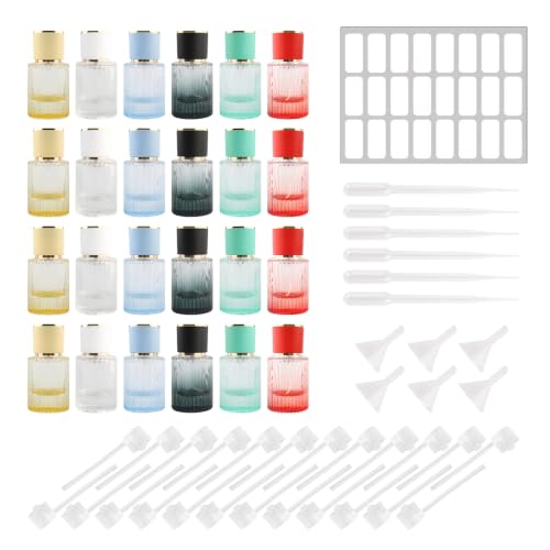 ptlsy Empty 30ml Glass Refillable Travel Perfume Spray Bottle Set, 24 Pack - size: 30ml*24pcs
