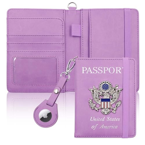 Passport Holder for Travel,Passport Cover Case with RFID (purple) - color: purple