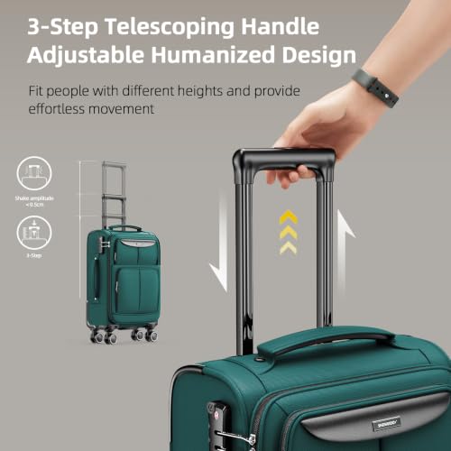 SHOWKOO Luggage Sets 3 Piece Softside Expandable Durable Suitcase Sets - color: Dark Green