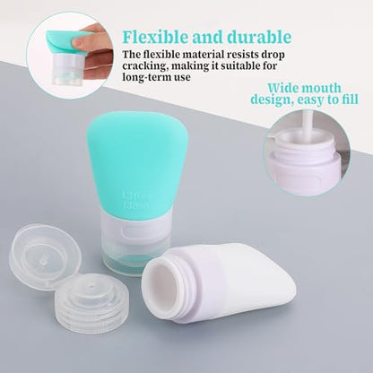 2 Pack 1.3oz Leak Proof Refillable Squeeze Containers, Silicone Travel Bottles for Toiletries, Portable Cosmetic Squeeze Bottles for Shampoo, Conditioner, Lotion (38ml)