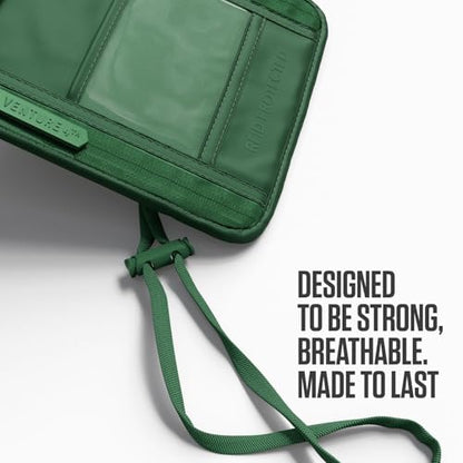 VENTURE 4TH Travel Neck Wallet, RFID Blocking Passport Holder - Sleek Green - color: Sleek Army Green