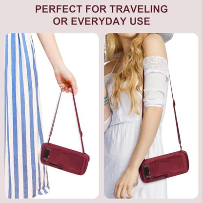 Mini Umbrella for Travel with Case Small Compact Sun Rain Tiny for Purse - color: 0.10 Wine Red