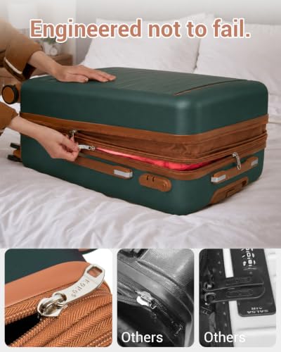 Kono 3-Piece Luggage Set 20/24/28 Expandable Hardshell Long Trip Green - color: Green, size: 3-piece set (20/24/28)