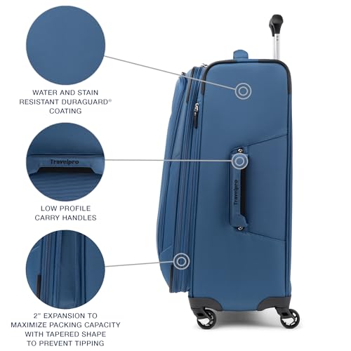 Travelpro Maxlite 5 Softside Checked Luggage Spinner, Blue, 25-Inch - color: Ensign Blue, size: Checked-Medium 25-Inch