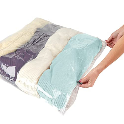GForce 2 Pack Roll N Stow Travel Packing Bags | Luggage Organizer | Space Saving | Air-Tight Compression | No Vacuum | Zipper Seal | Medium & Large | Clear