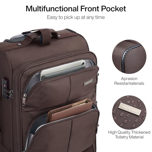 Hanke 28 Inch Softside Expandable Checked Luggage with 4 Spinner Wheels - color: Coffee, size: 28 Inch