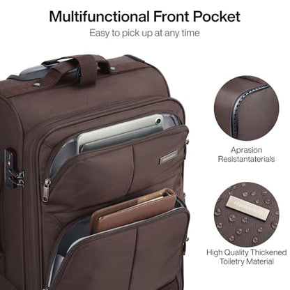 Hanke 28 Inch Softside Expandable Checked Luggage with 4 Spinner Wheels - color: Coffee, size: 28 Inch