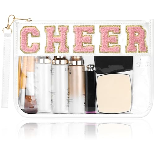 BuyCard Cheer Gift Chenille Letter Bags Clear Cheerleading Makeup Bag White - color: White-Cheer