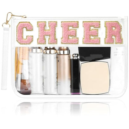 BuyCard Cheer Gift Chenille Letter Bags Clear Cheerleading Makeup Bag White - color: White-Cheer