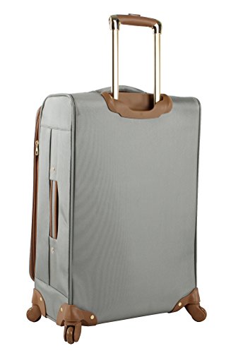 Steve Madden Designer Luggage Collection - Lightweight 24 Inch Expandable Softside Suitcase - Mid-size Rolling 4-Spinner Wheels Checked Bag (Harlo Gray) - color: Harlo Gray