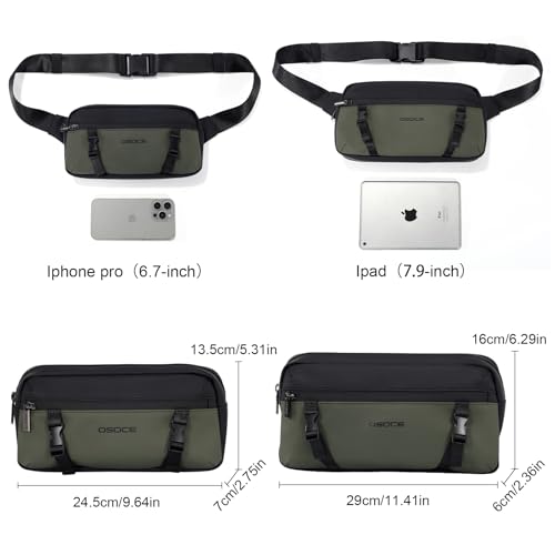 OSOCE Fanny Bag for Men, Waist Bag Water-Resistant, Side Release Buckle, S - size: Small