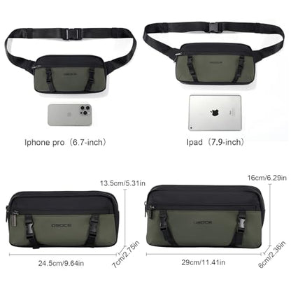 OSOCE Fanny Bag for Men, Waist Bag Water-Resistant, Side Release Buckle, S - size: Small