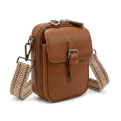 Small Crossbody Bags for Women, RFID Wallet Purse, Vegan Leather Mini Bag - color: Brown
