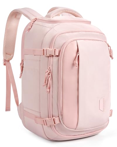 BAGSMART 28L Travel Backpack, Water-Resistant, USB Port, 17.3" Laptop, Pink - color: Pink