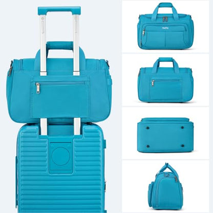 HanTrip 16 Inch Underseat Carry On Duffle Bag for Airplanes, Caribbean Blue - color: Caribbean Blue, size: Carry-on 16.5-Inch