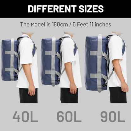 MIER 40L/60L/90L Water Resistant Backpack Duffel, Heavy Duty Duffle Bags - color: Blue, size: 60l